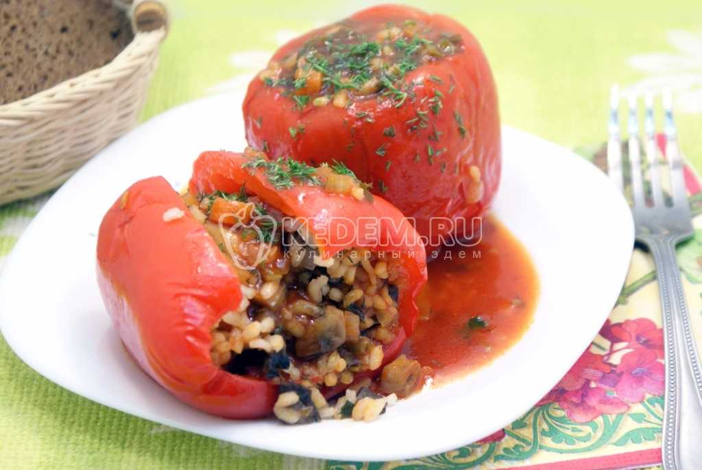 Перцы фаршированные рисом и грибами – пошаговый рецепт с фото, постные рецепты