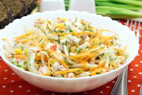 Постный салат с крабовыми палочками – Пошаговый рецепт с фото